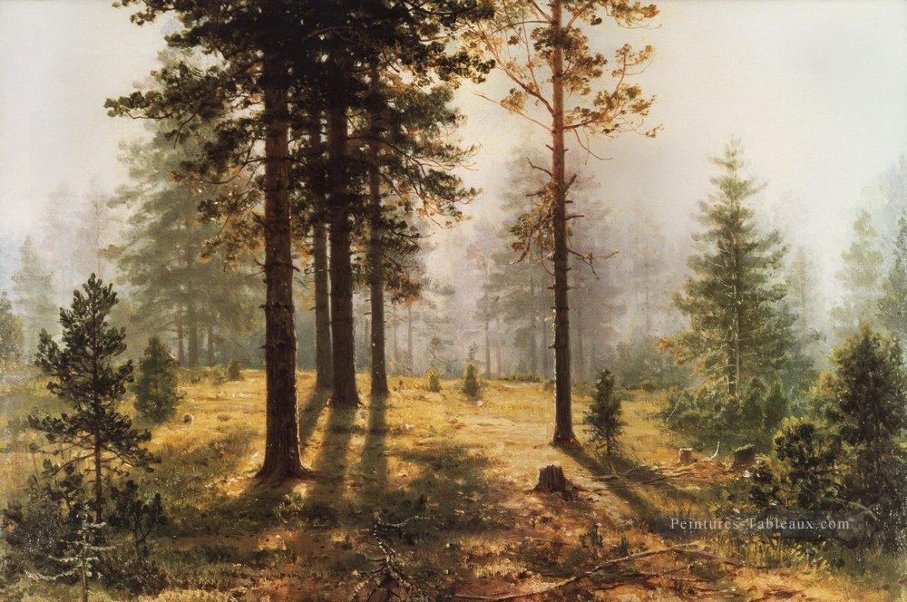 brouillard dans la forêt paysage classique Ivan Ivanovich Peintures à l'huile